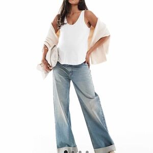 ASOS Maternity Blue Flare Wide Leg Jeans